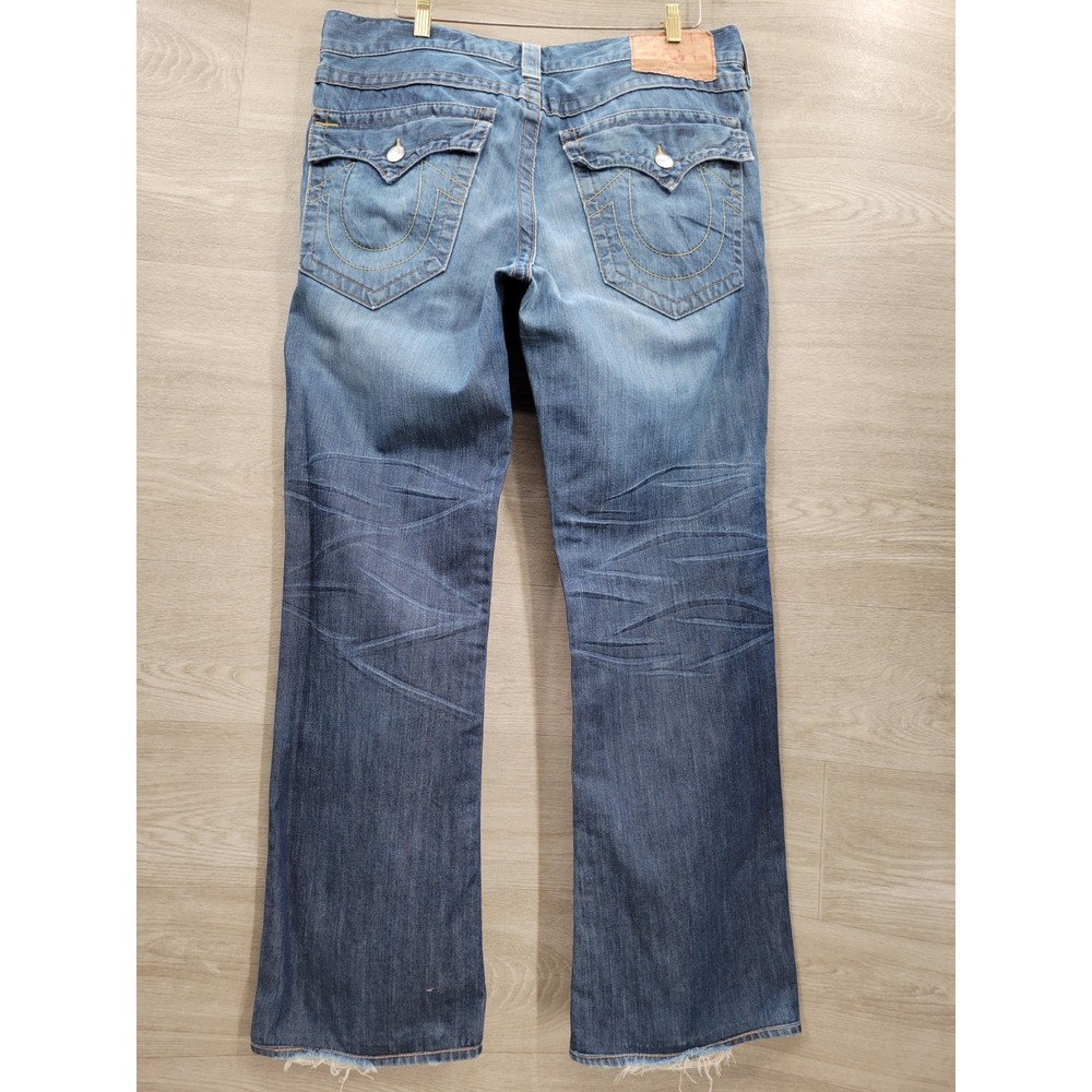 True Religion Billy Super T Jeans Men's 36 Blue Distressed Made USA Bootcut Y2K